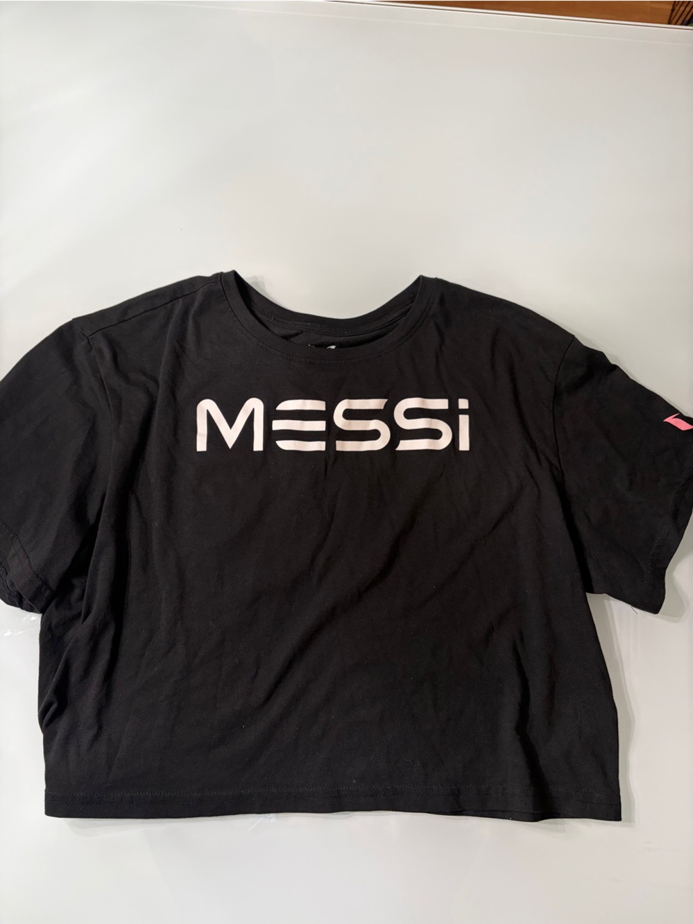 Messi Black Kids' Short-Sleeve Logo Tee large
